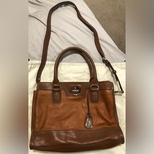Gorgeous brown leather Cole Haan multi-style purse w/ gold accents - like new!!